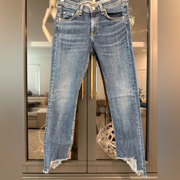 rag & bone Blue Raw-Hem Cropped Jeans - Picture 4 of 9